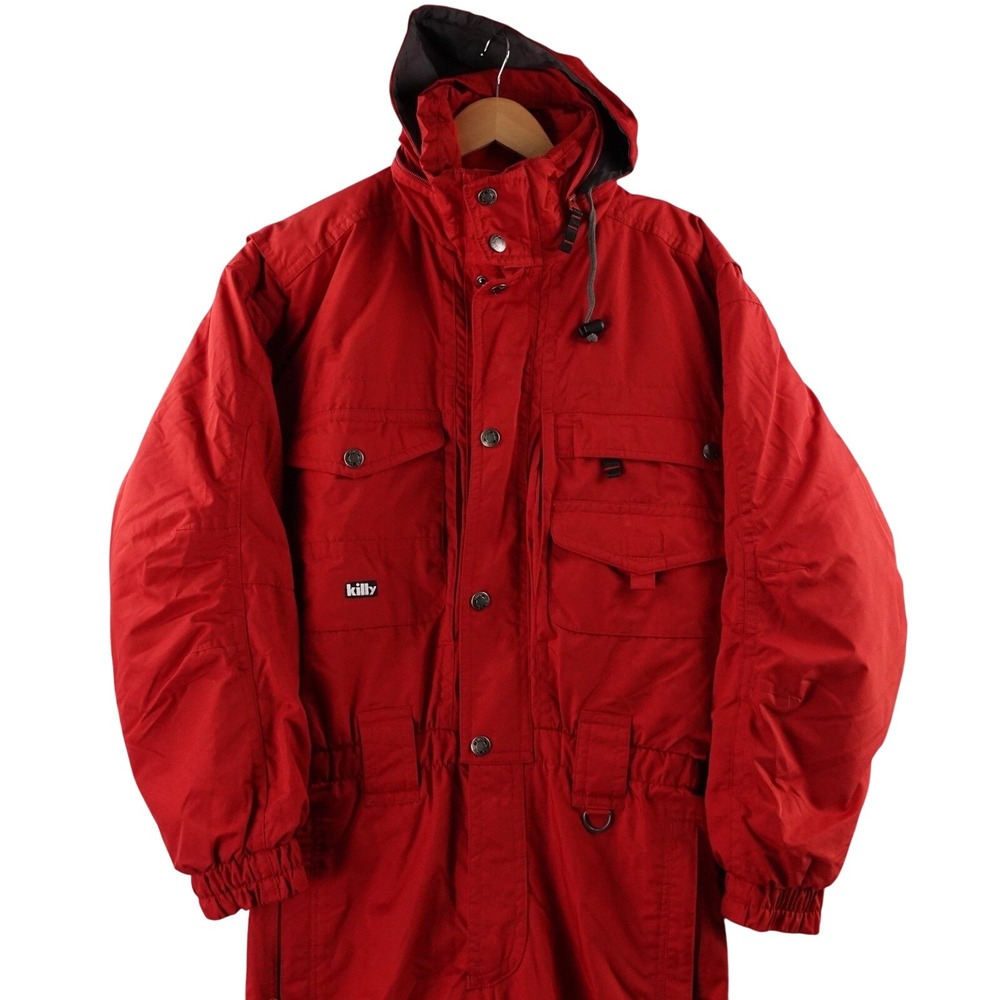 Vintage Killy Red Technical Equipment Snowsuit Hooded One Piece Men's Size 38‎